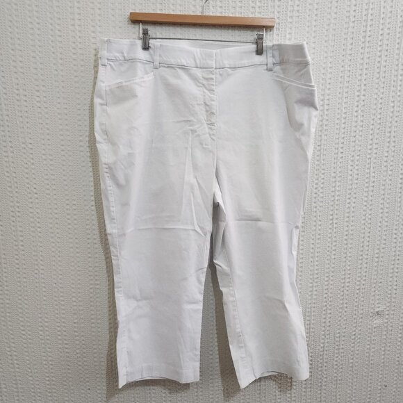 Lane Bryant White Cropped Pants Plus Size 22 Stretch Cotton Blend - Picture 2 of 12